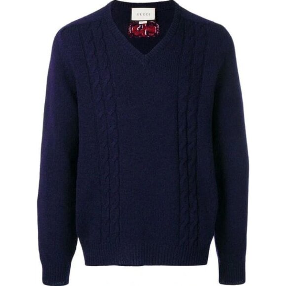 Gucci Other - NWT Gucci Super Runway GG Logo Wool Cashmere V Neck Pullover Sweater Size L